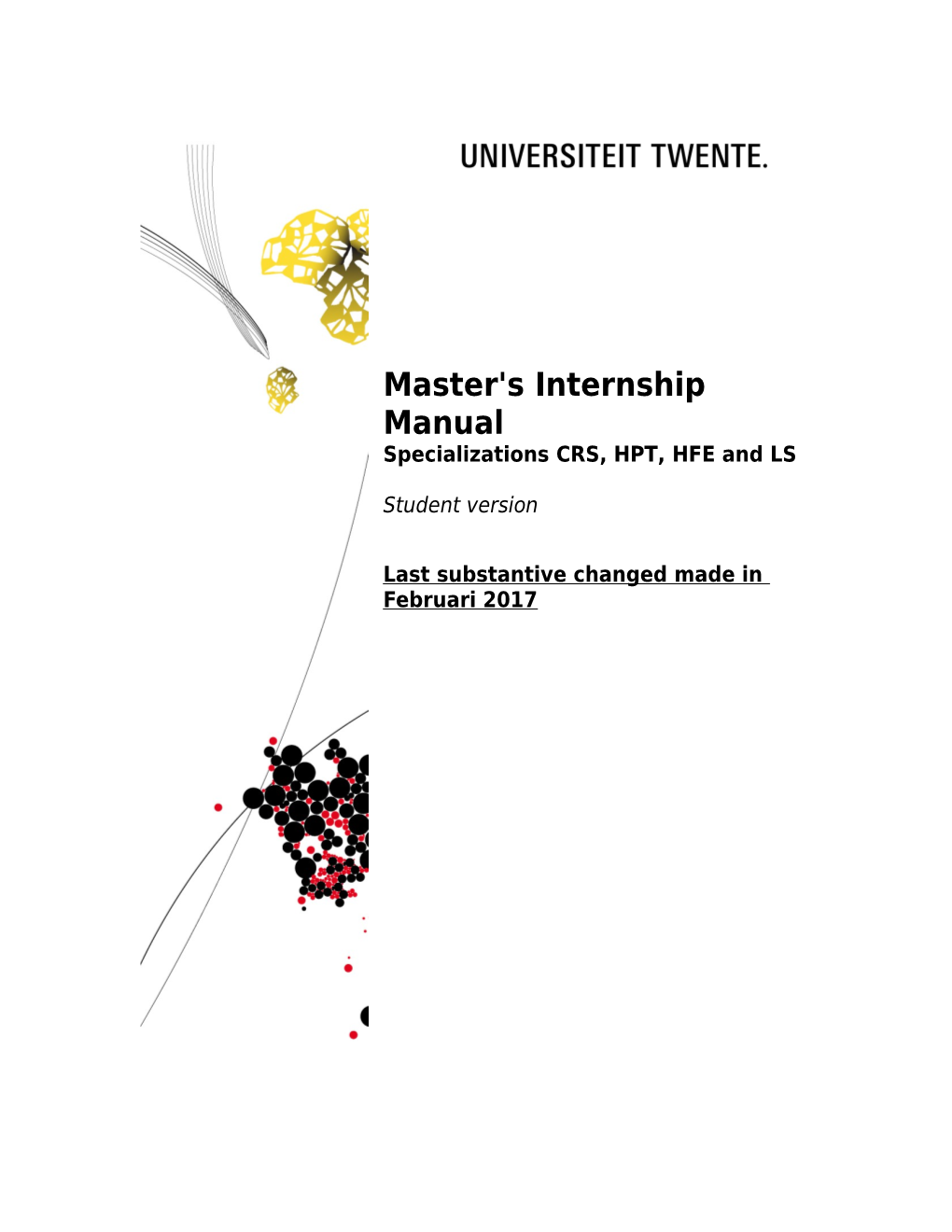 Internship Manual for Students Master's in Psychology