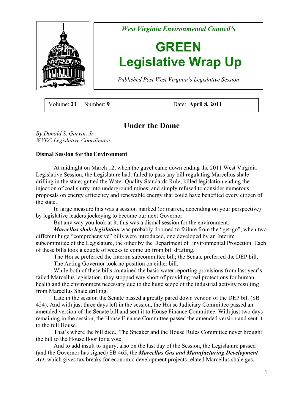 GREEN Legislative Wrap Up