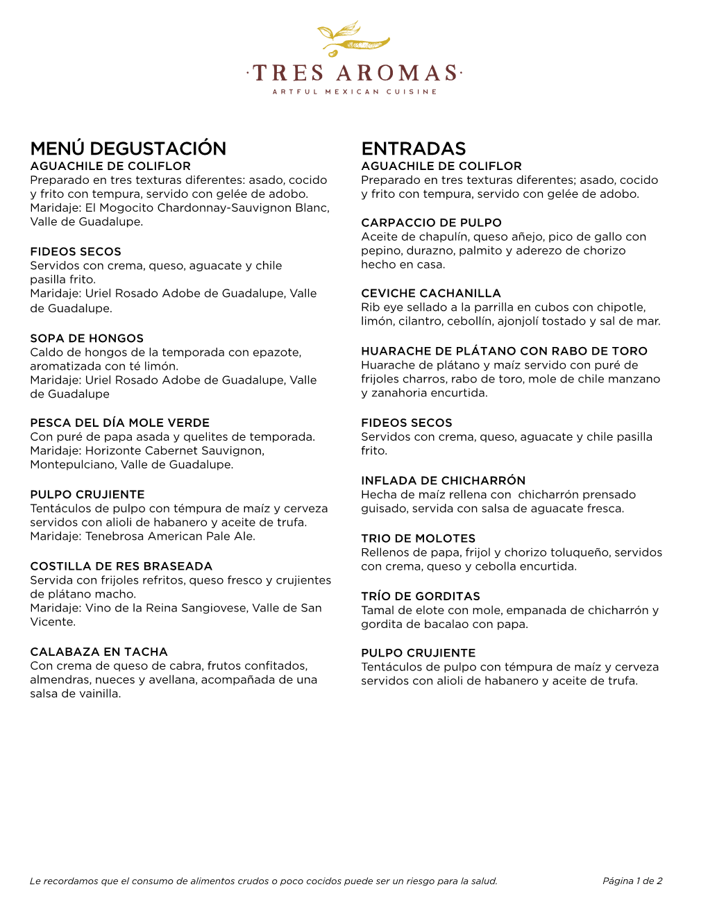 Menú Degustación