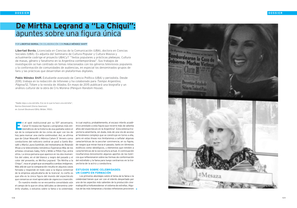 De Mirtha Legrand a “La Chiqui”: Apuntes Sobre Una Figura Única