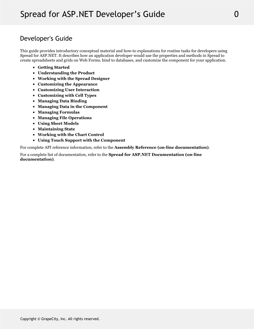Spread for ASP.NET Developer's Guide