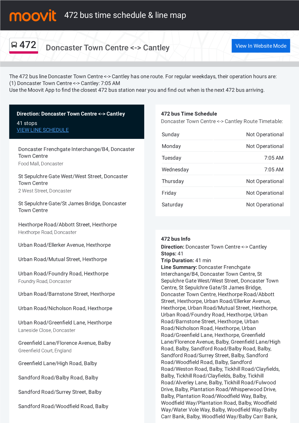 472 Bus Time Schedule & Line Route