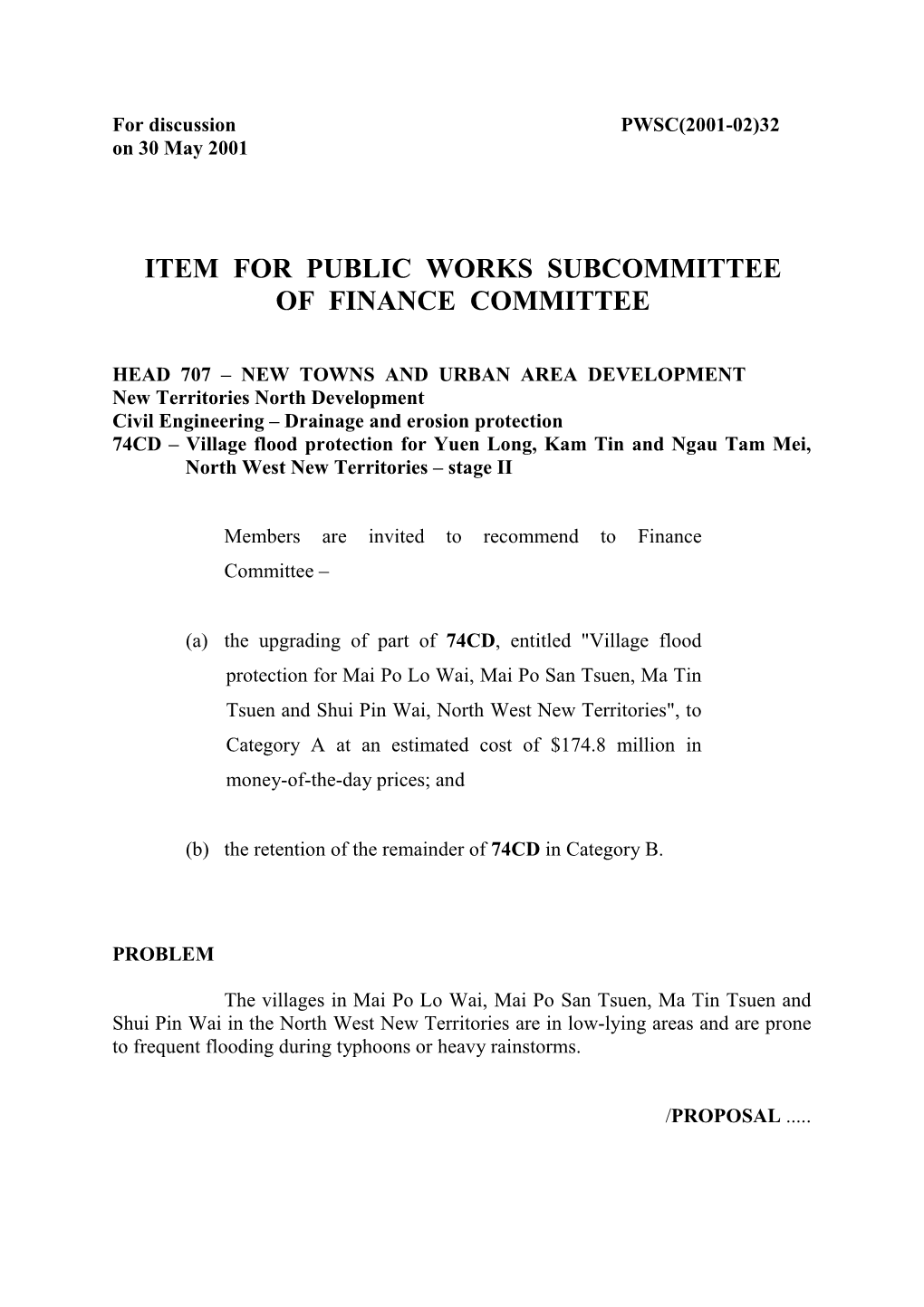 Village Flood Protection for Yuen Long, Kam Tin and Ngau Tam Mei, North West New Territories – Stage II