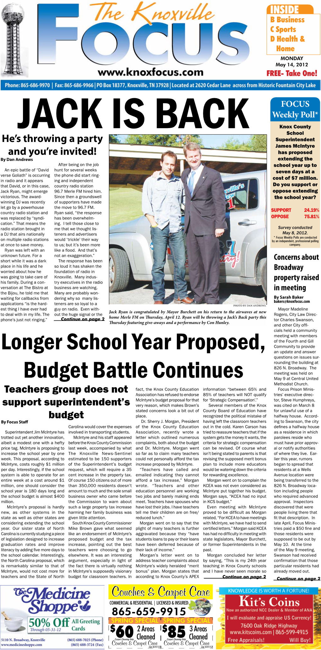 Longer School Year Proposed, Budget Battle Continues