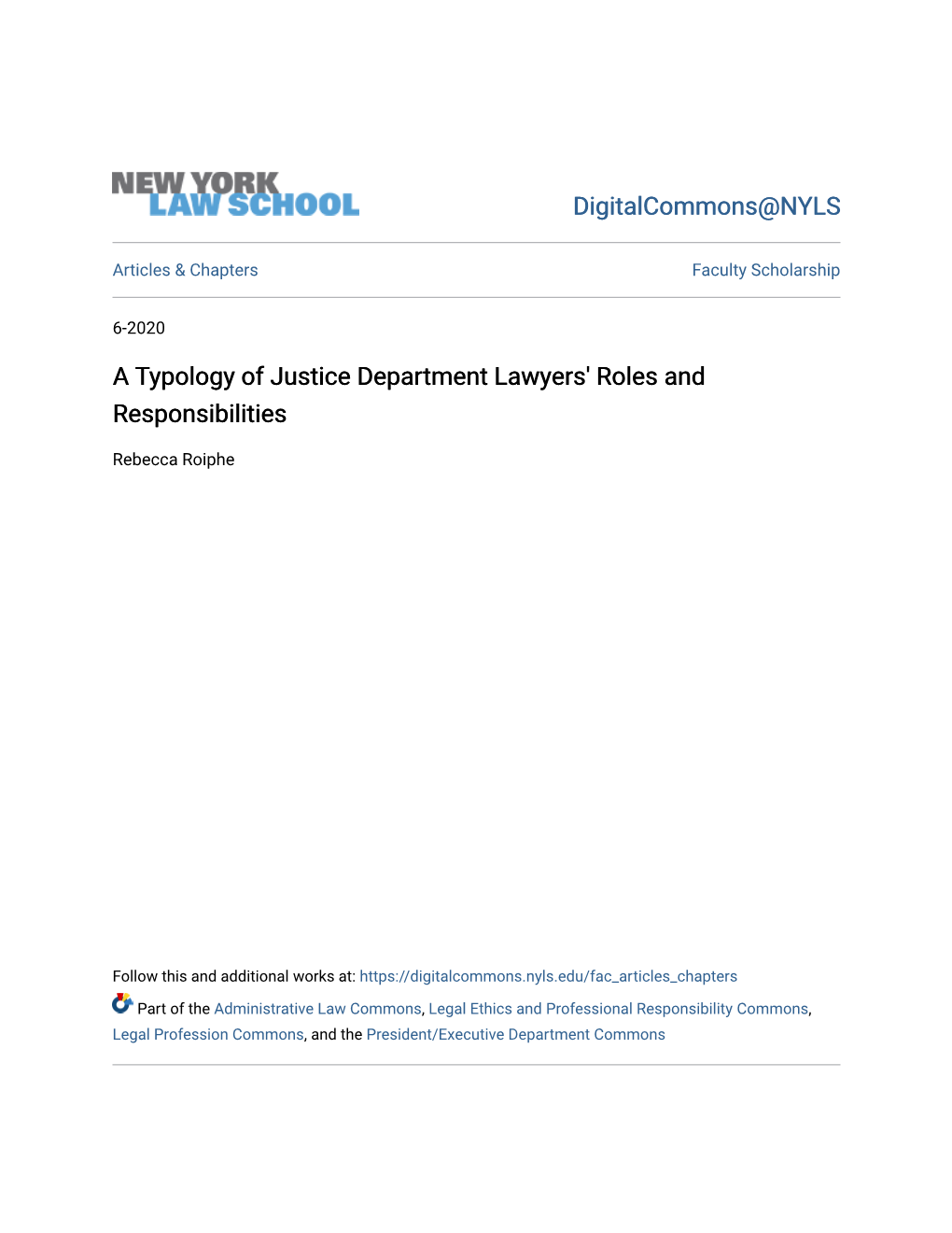 A Typology of Justice Department Lawyers' Roles and Responsibilities