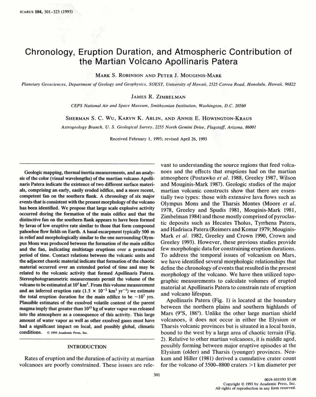 Chronology, Eruption Duration, and Atmospheric Contribution of The