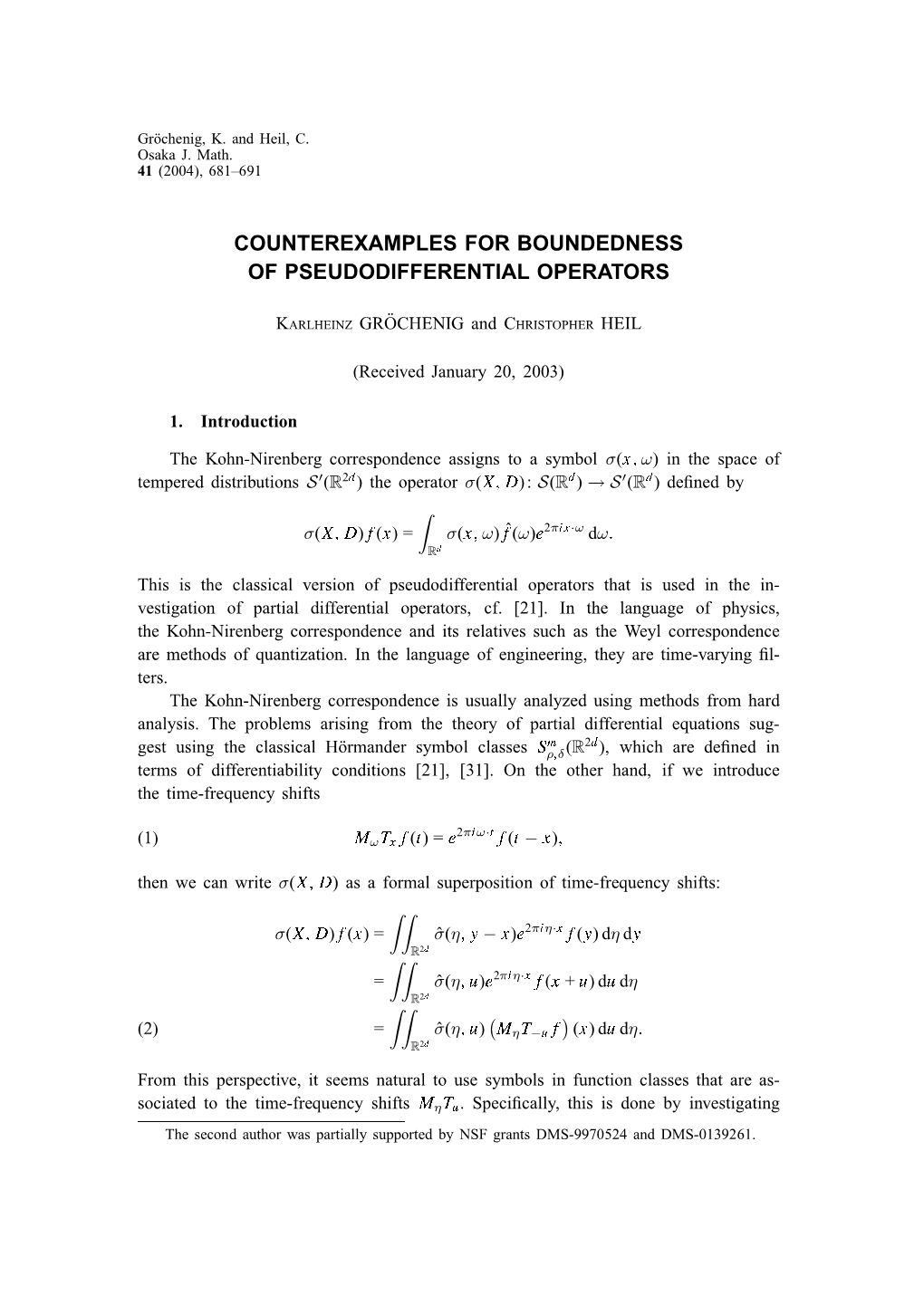 Counterexamples for Boundedness of Pseudodifferential Operators