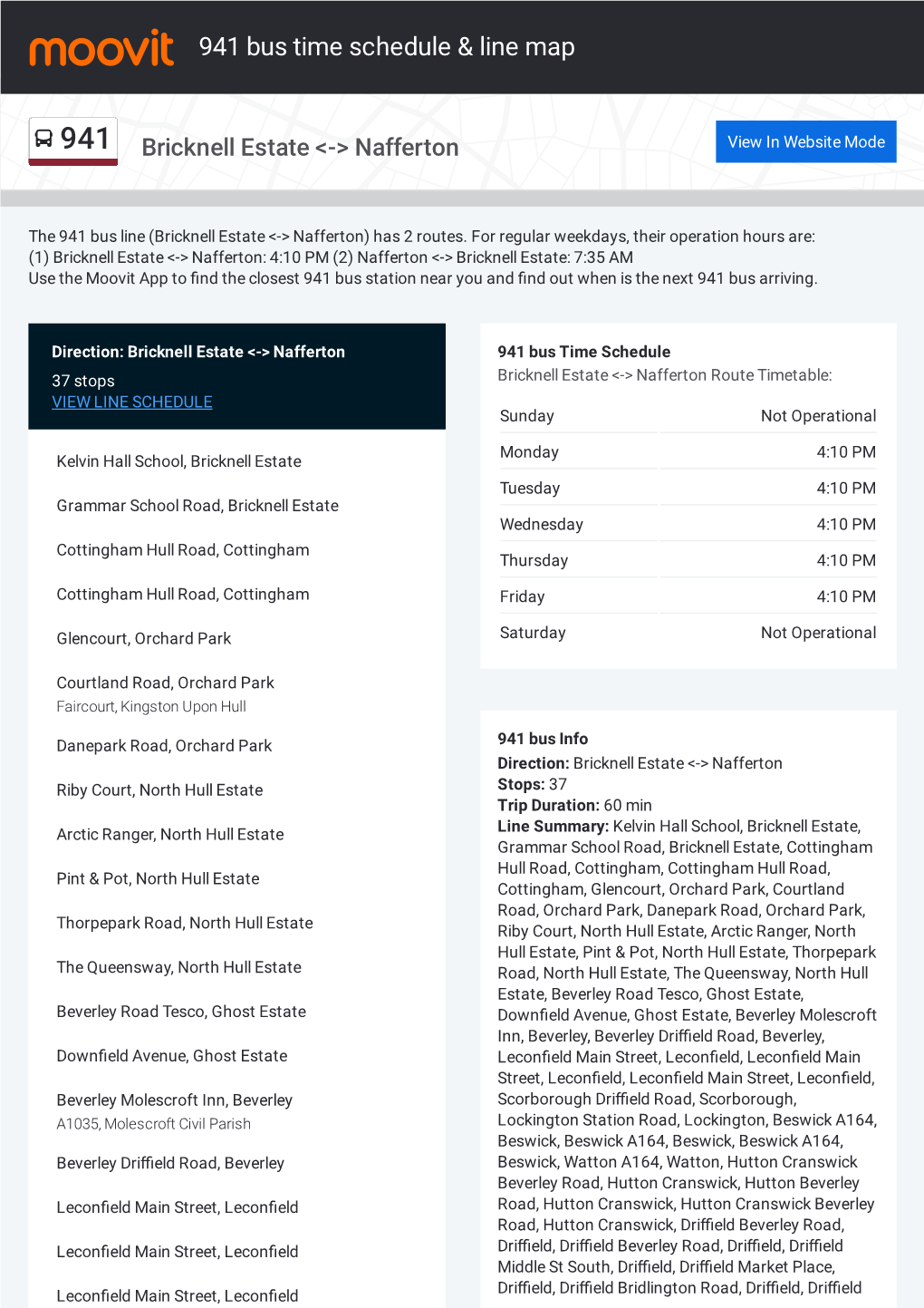 941 Bus Time Schedule & Line Route