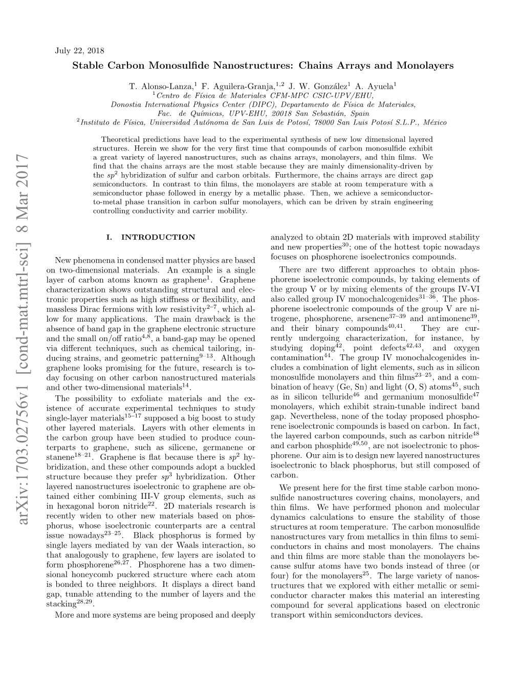 Carbon Monosulfide Nanostructures: Chains Arrays, Monolayers, And