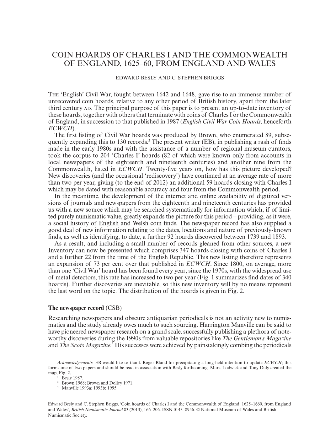 Coin Hoards of Charles I and the Commonwealth of England, 1625–60, from England and Wales