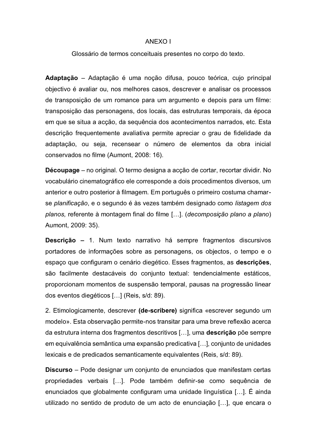 ANEXO I Glossário De Termos Conceituais Presentes No Corpo Do Texto