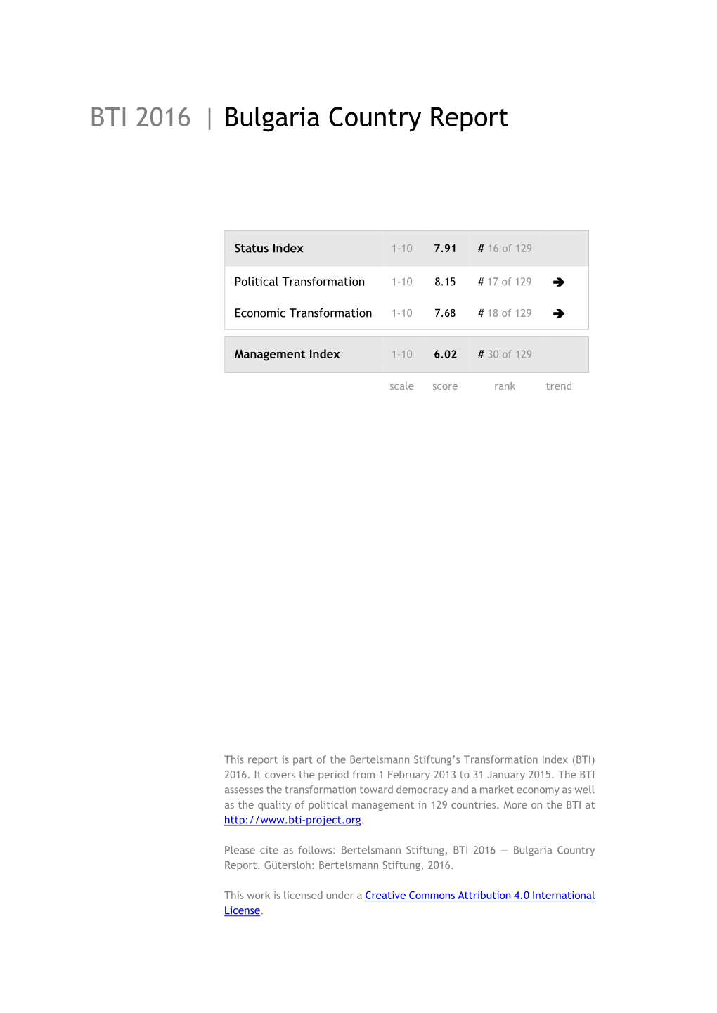 Bulgaria Country Report BTI 2016