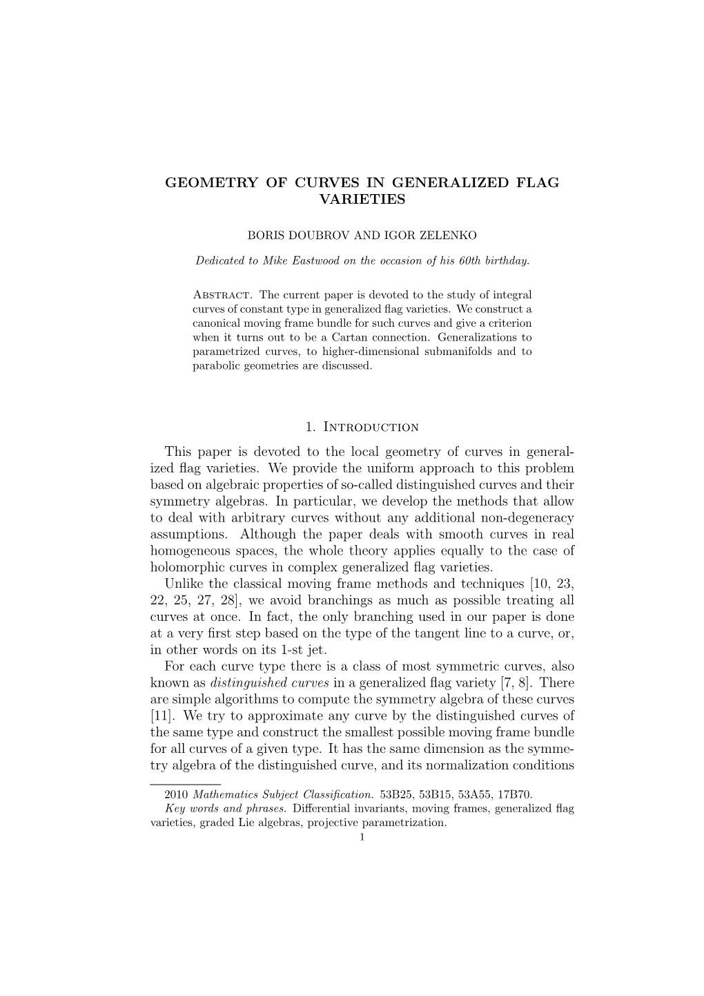 Geometry of Curves in Generalized Flag Varieties