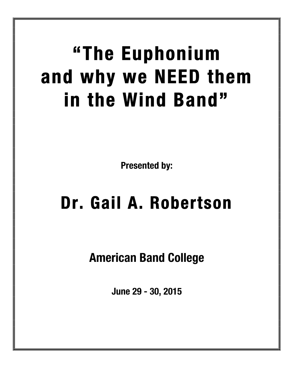 Gail's American Band Clinic Handout