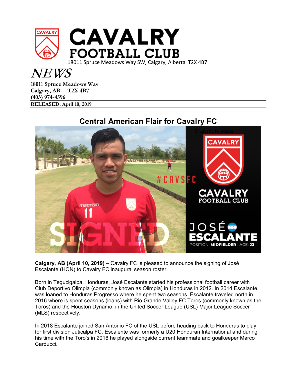 Central American Flair for Cavalry FC © Cavalry FC Media