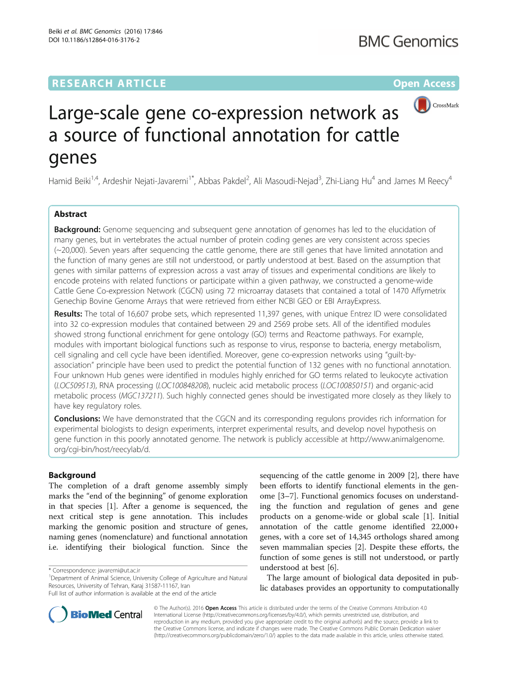 Large-Scale Gene Co-Expression Network As a Source of Functional Annotation for Cattle Genes