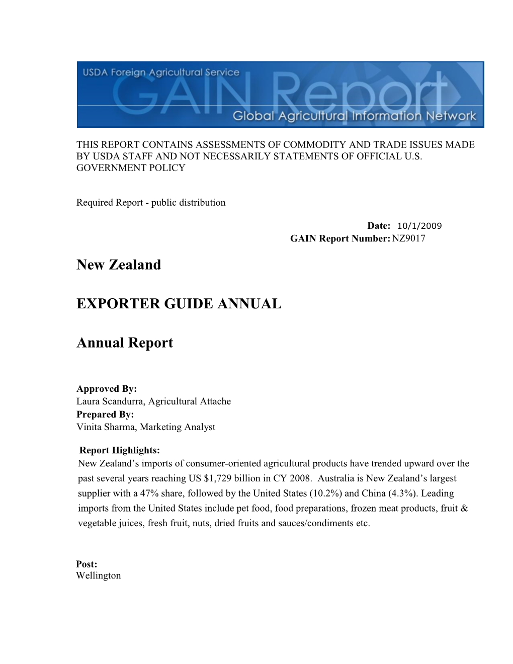 New Zealand EXPORTER GUIDE ANNUAL Annual Report