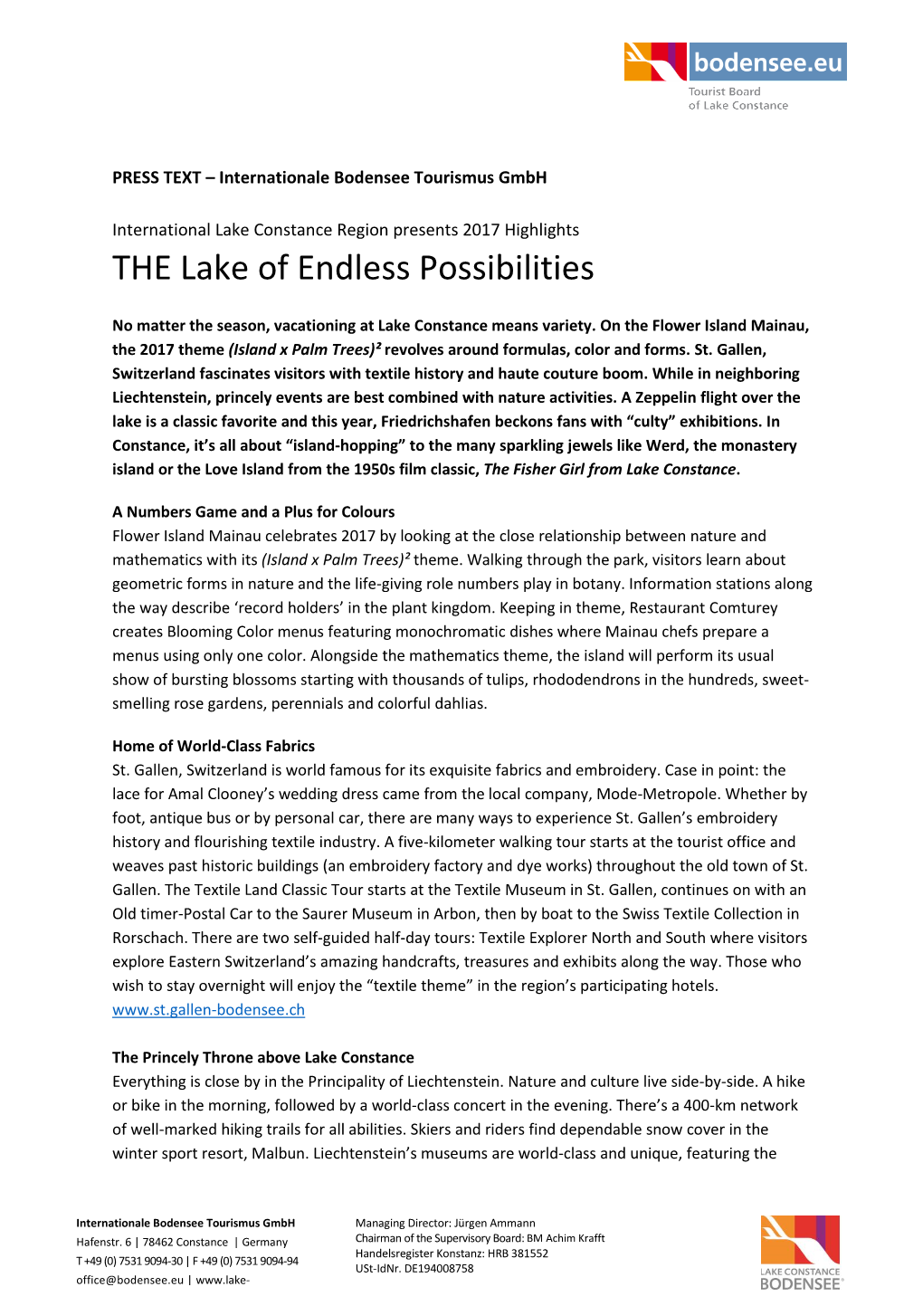 THE Lake of Endless Possibilities