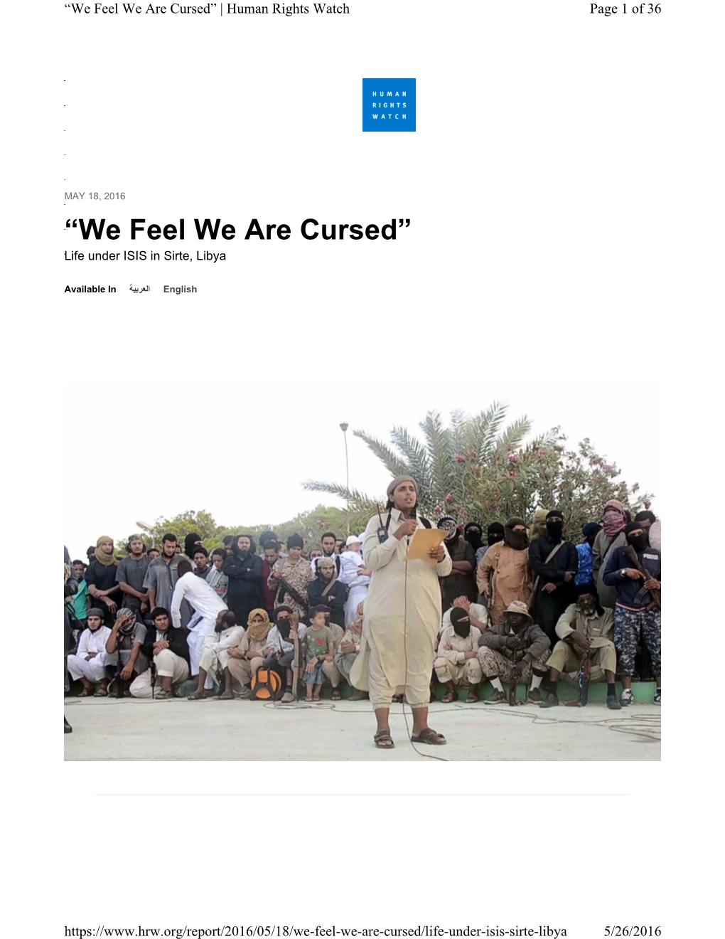 “We Feel We Are Cursed” | Human Rights Watch Page 1 of 36