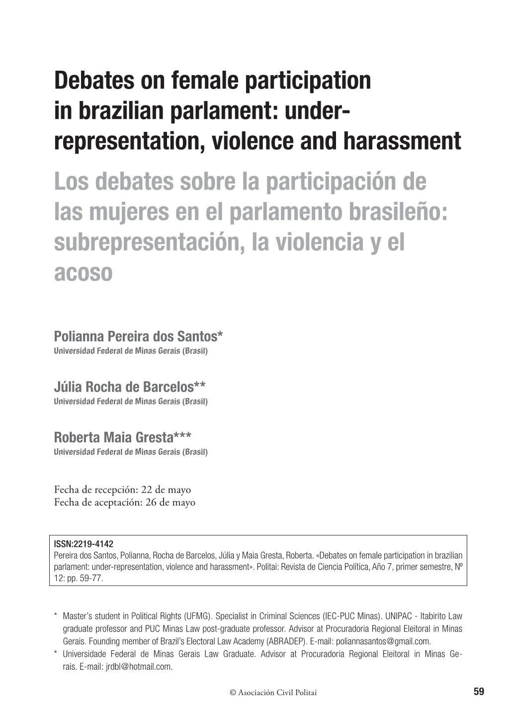 Debates on Female Participation in Brazilian Parlament