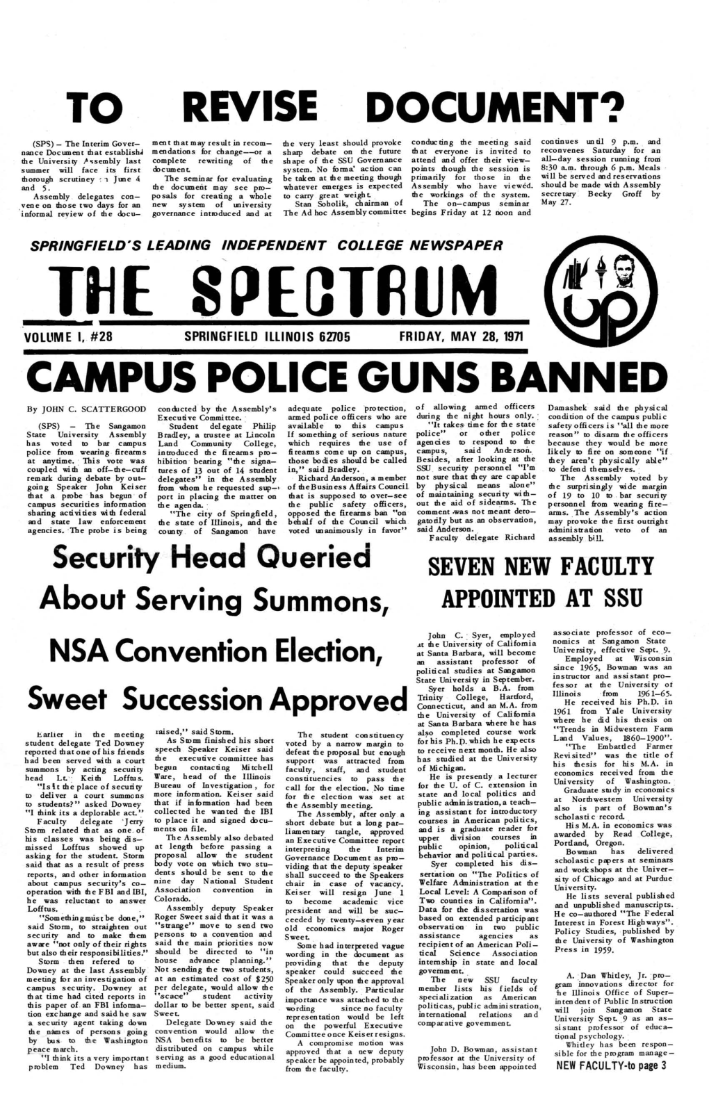 Revise Document. Campus Police Guns Banned