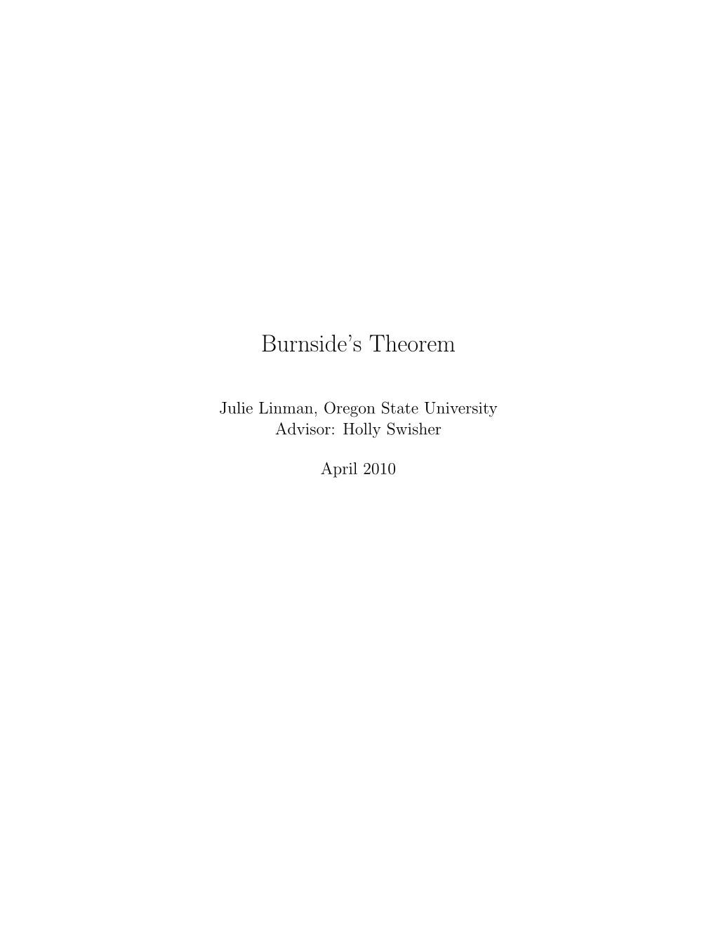 Burnside's Theorem