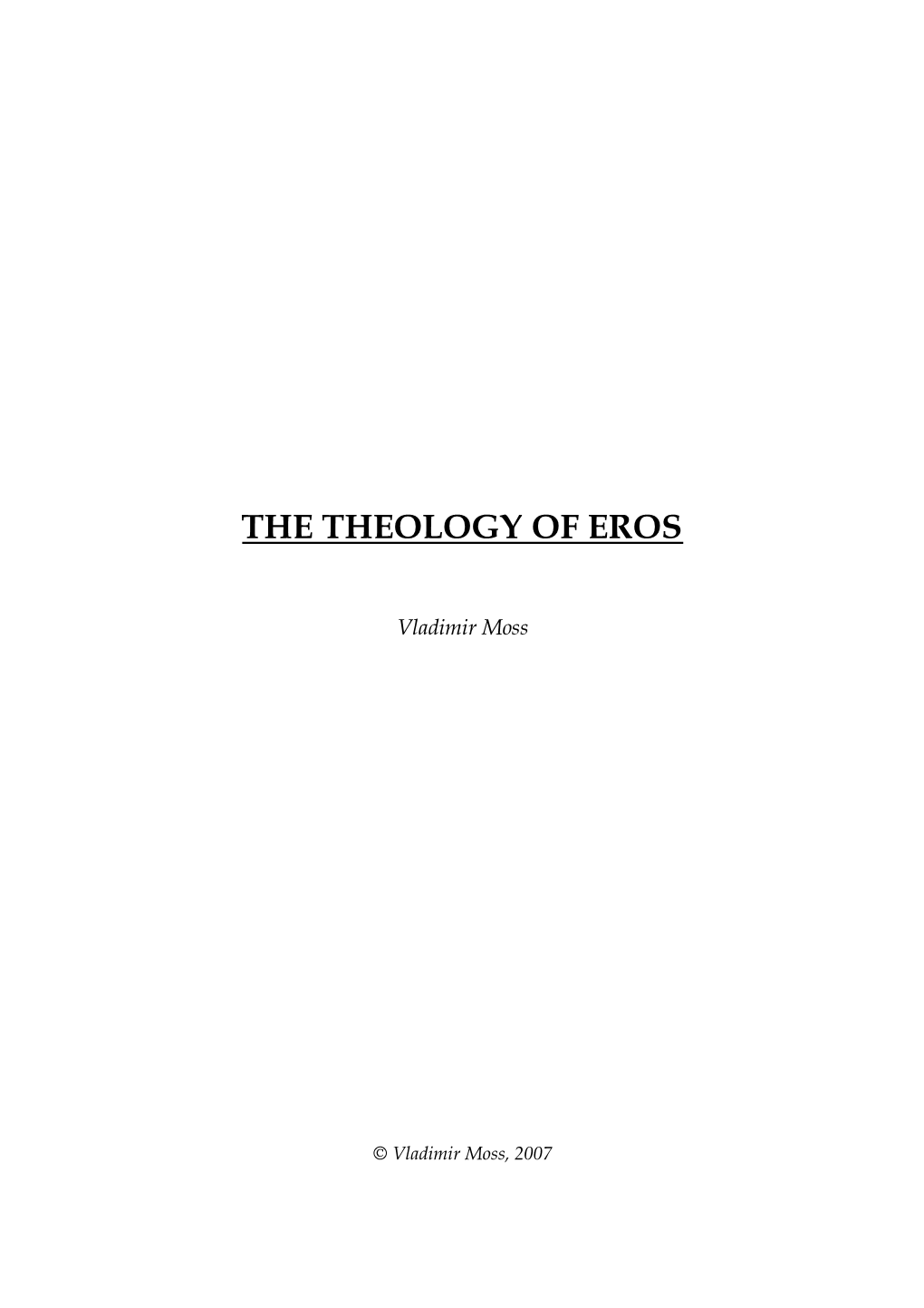 The Theology of Eros