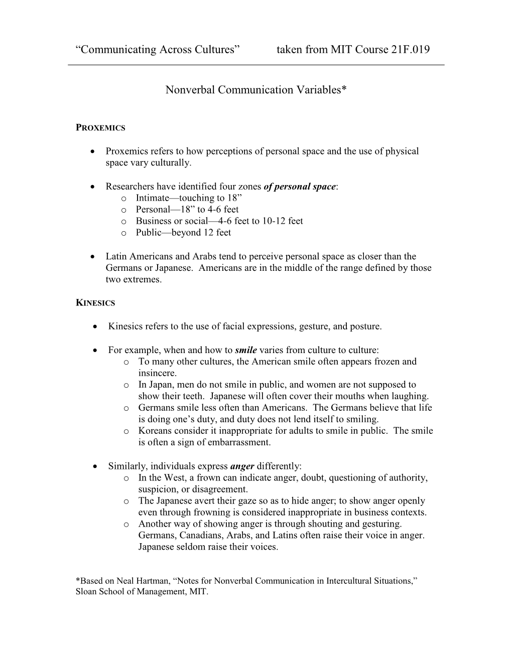 Nonverbal Communication Variables*