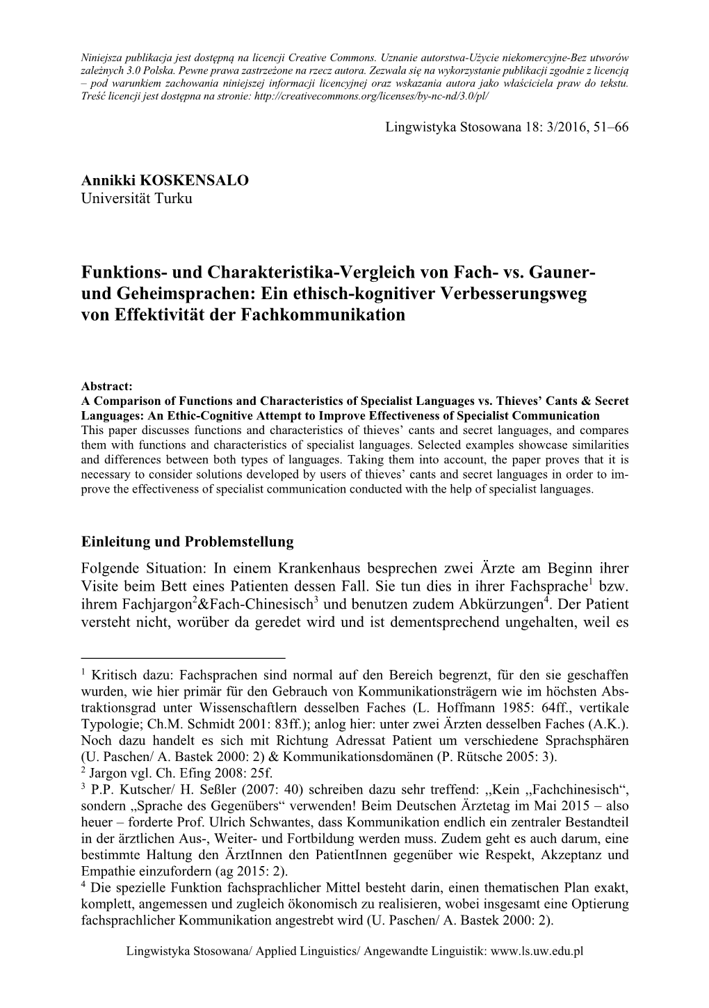 Vs. Gauner- Und Geheimsprachen: Ein Ethisch-Kognitiver Verbesserungsweg Von Effektivität Der Fachkommunikation