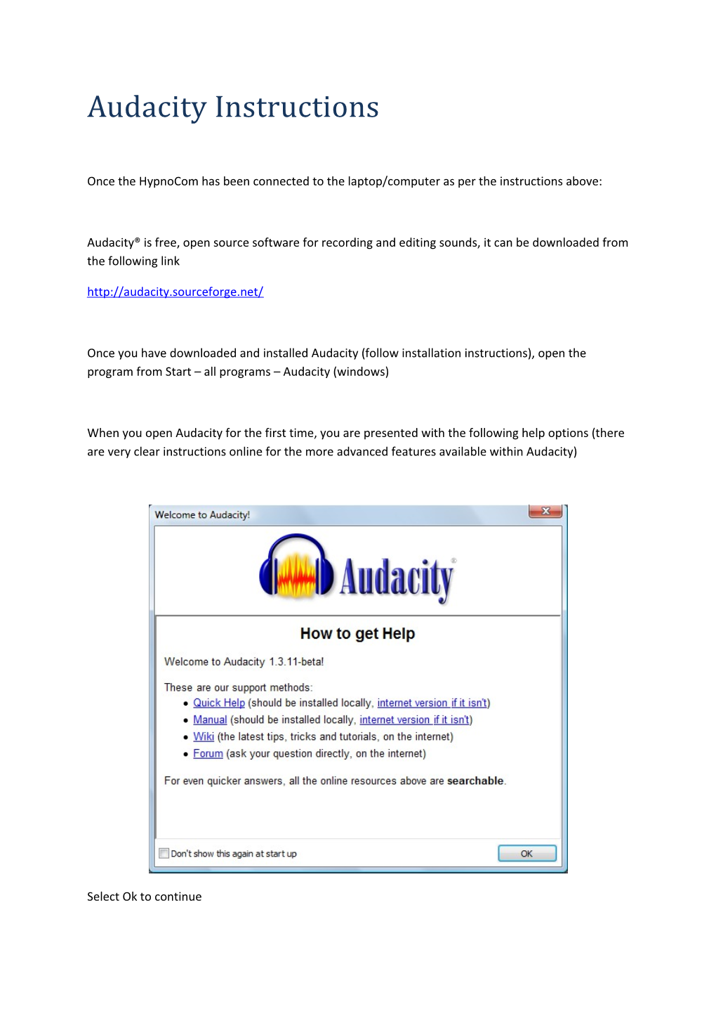 Audacity Instructions