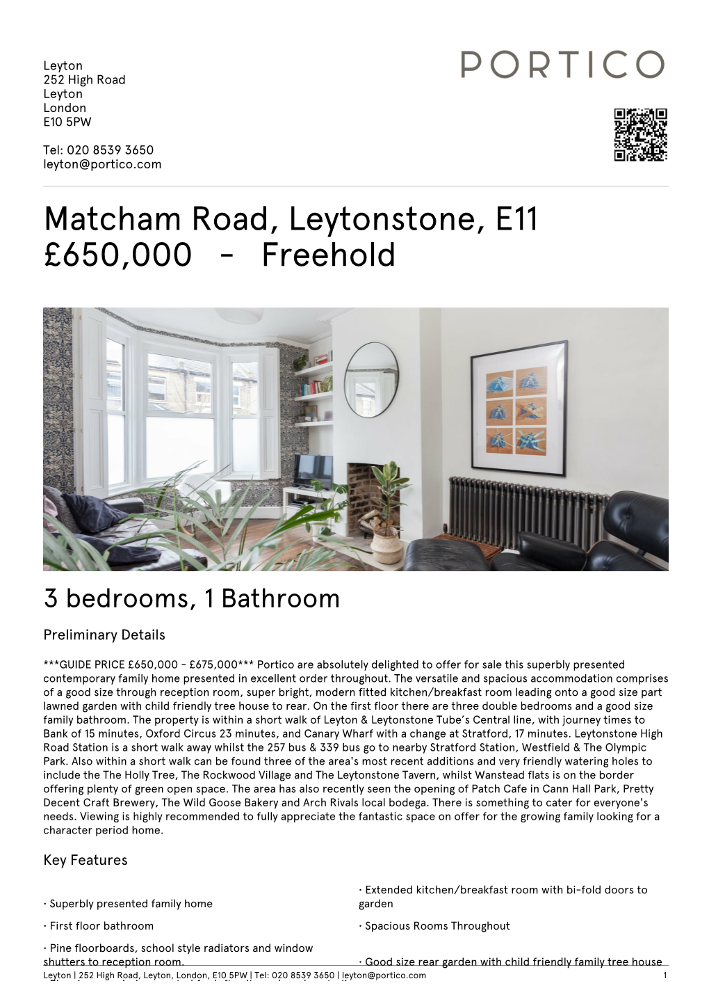 Matcham Road, Leytonstone, E11 £650,000