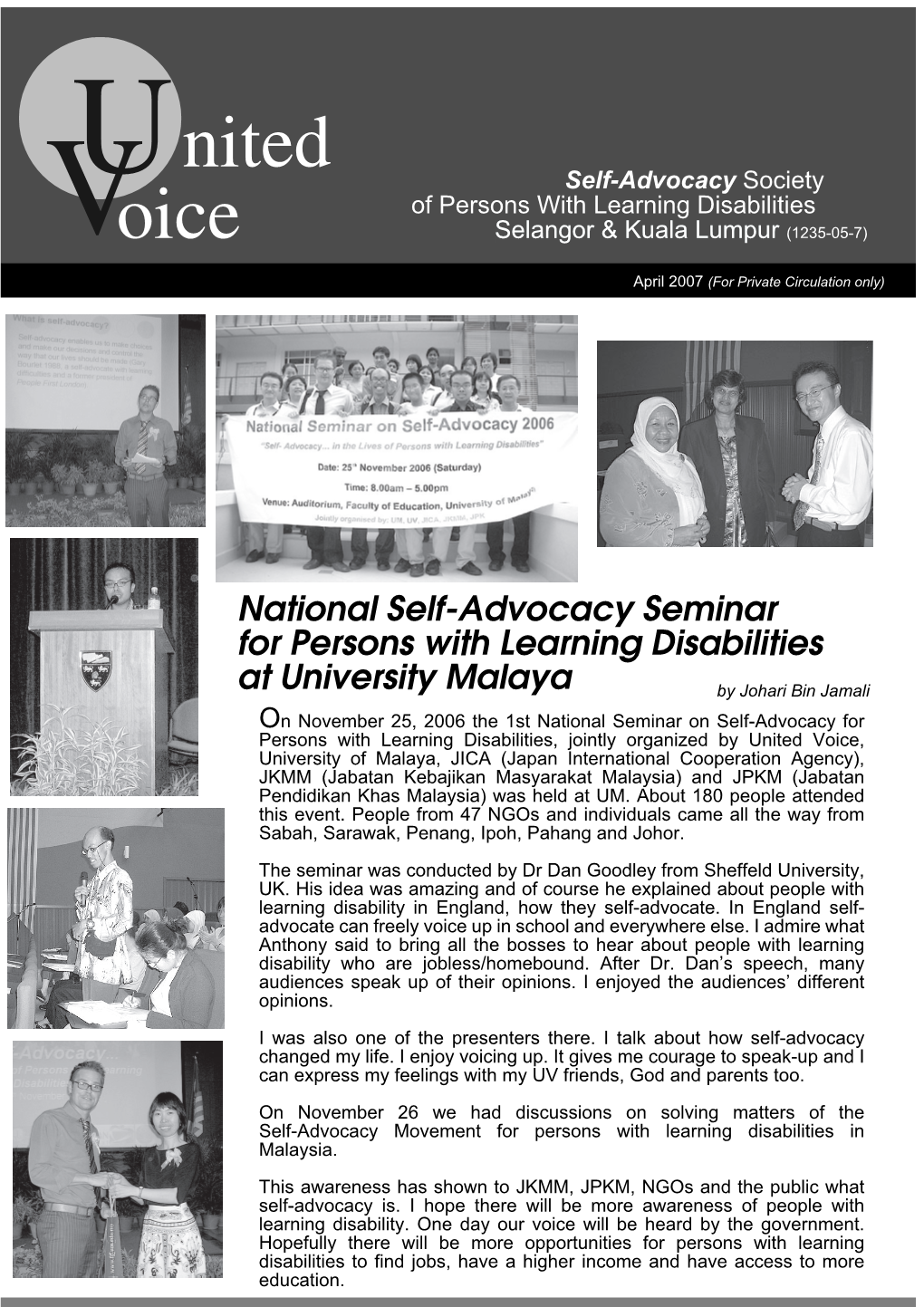 Self-Advocacy Society of Persons with Learning Disabilities Selangor