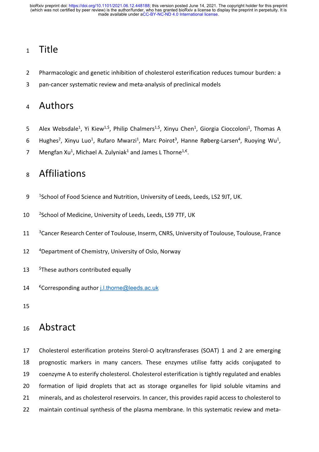 Title Authors Affiliations Abstract