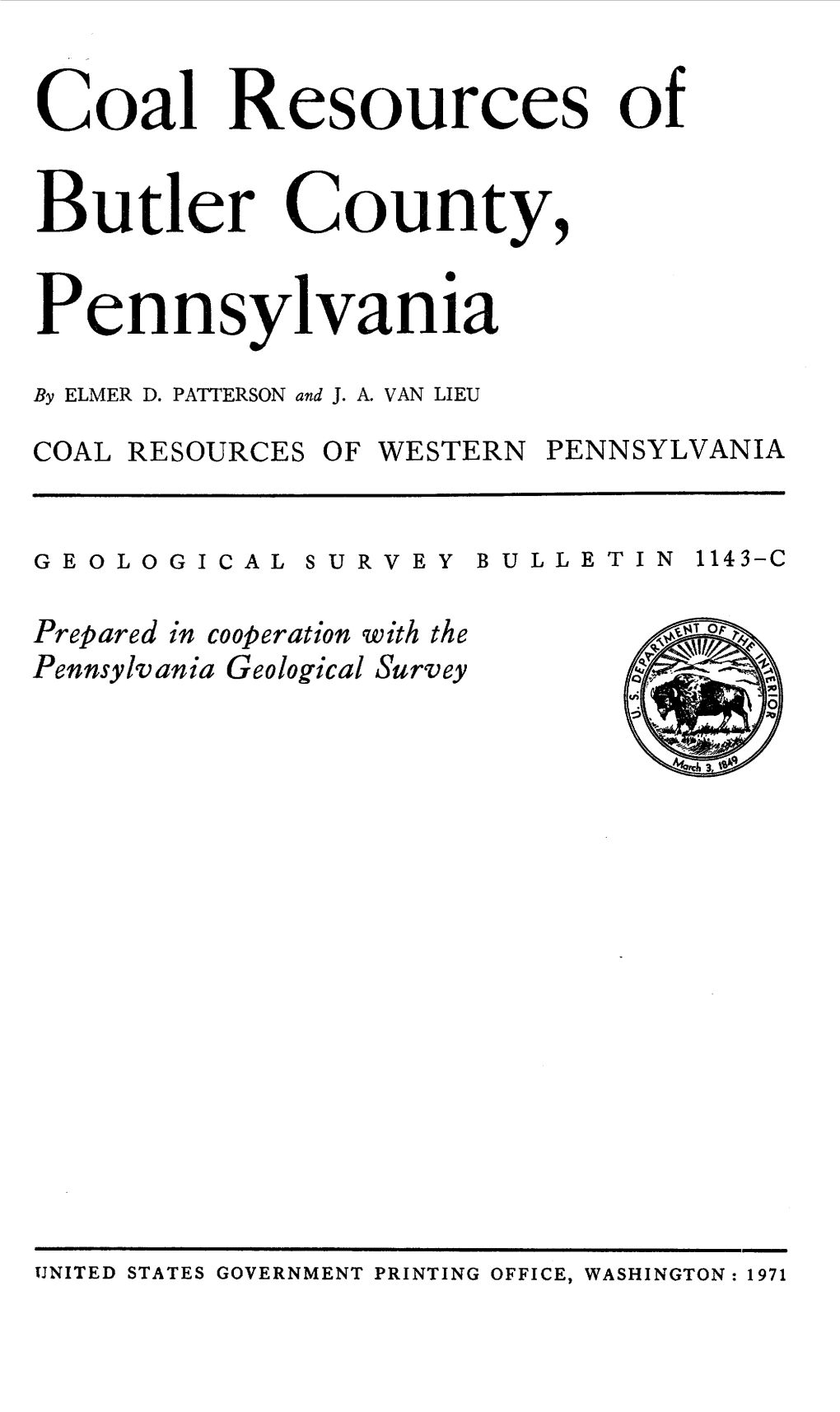 Coal Resources of Butler County, Pennsylvania
