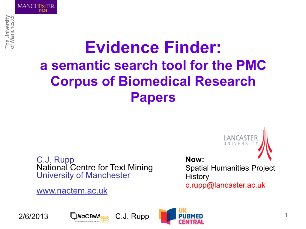 Evidence Finder: a Semantic Search Tool for the PMC Corpus of Biomedical Research Papers