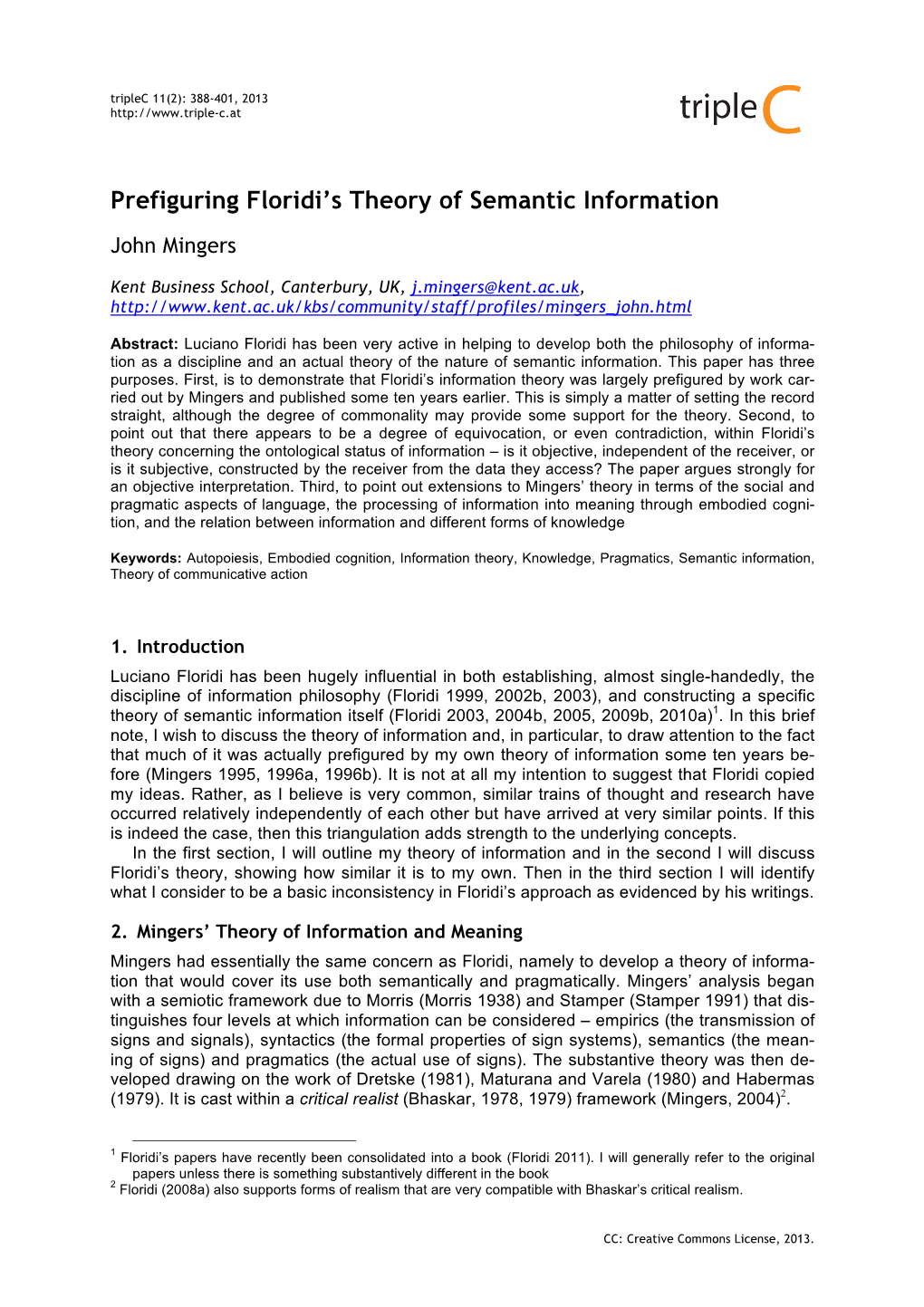 Prefiguring Floridi's Theory of Semantic Information
