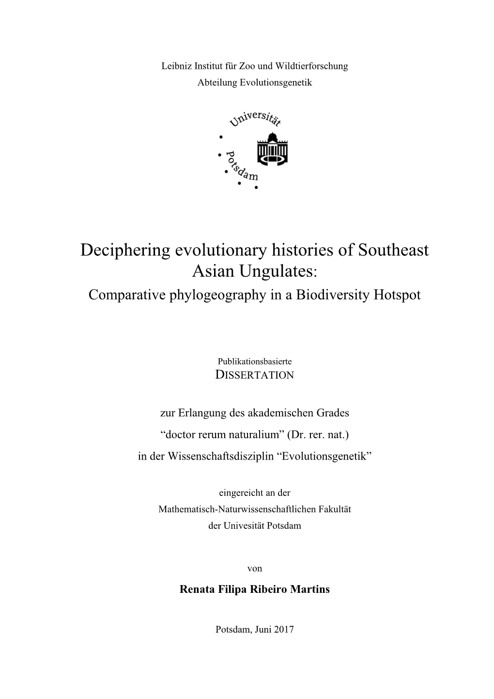 Deciphering Evolutionary Histories of Southeast Asian Ungulates: Comparative Phylogeography in a Biodiversity Hotspot