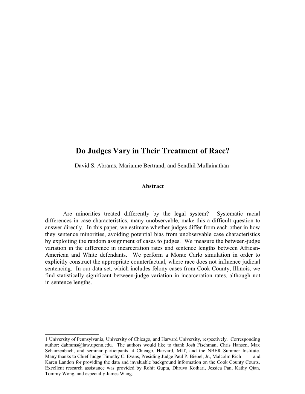 Do Judges Vary In Their Treatment Of Race