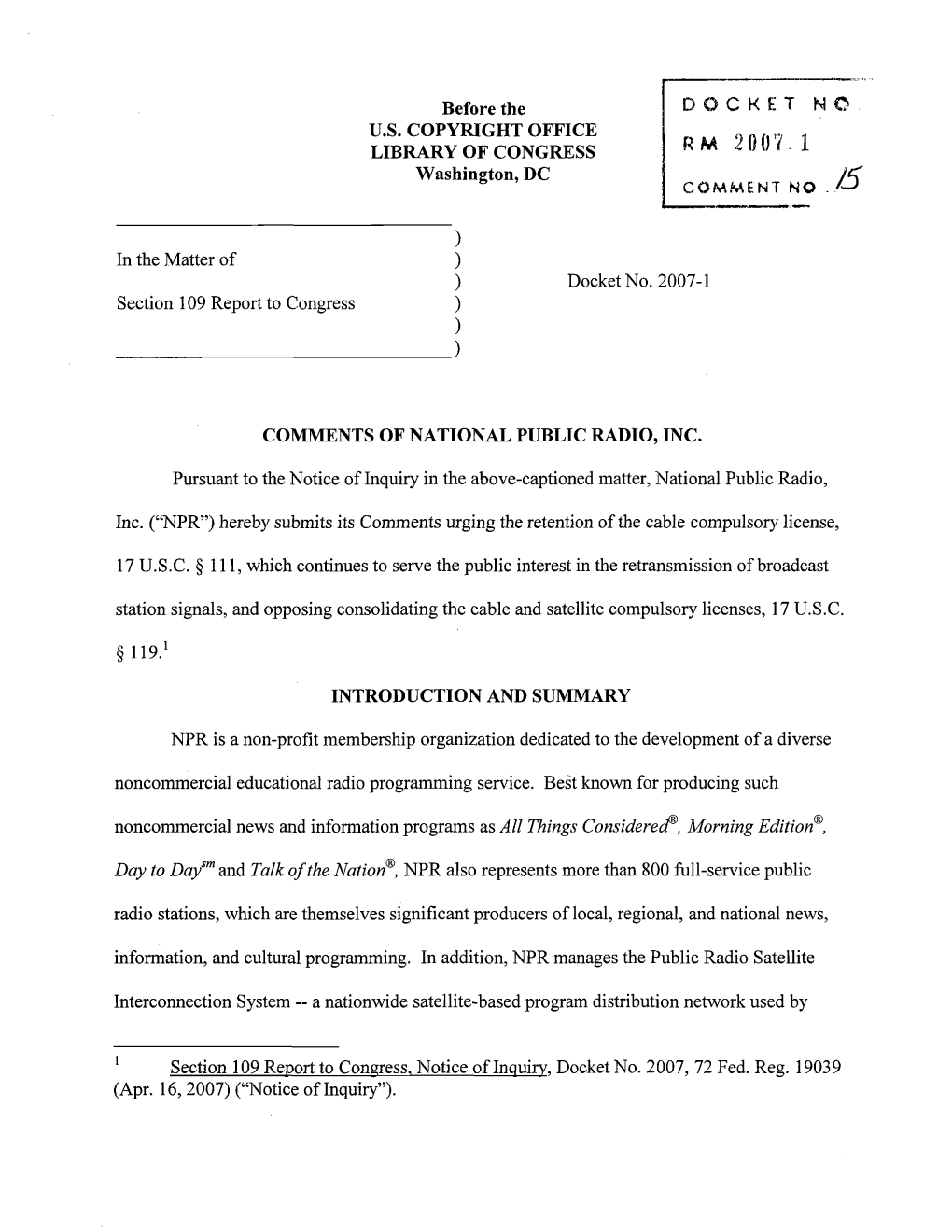 Comments on Report to Congress on Cable and Satellite Statutory Licenses