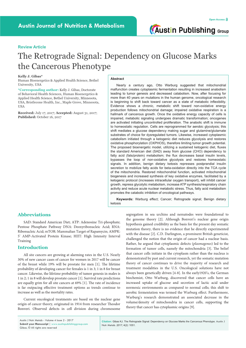 Dependency on Glucose Marks the Cancerous Phenotype