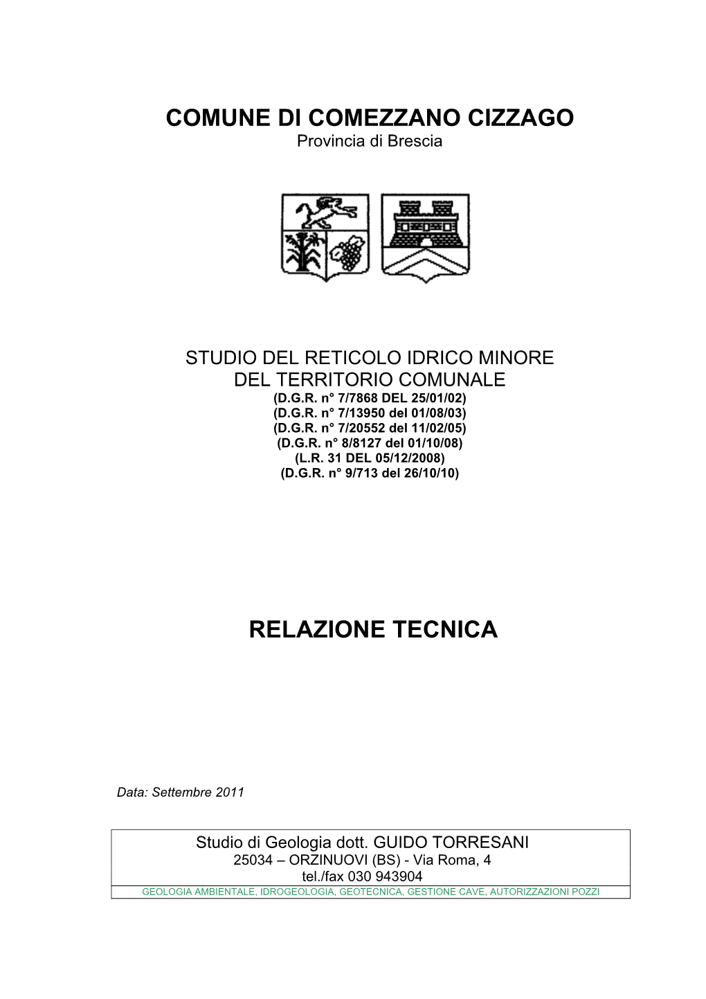 Comune Di Comezzano Cizzago Relazione Tecnica