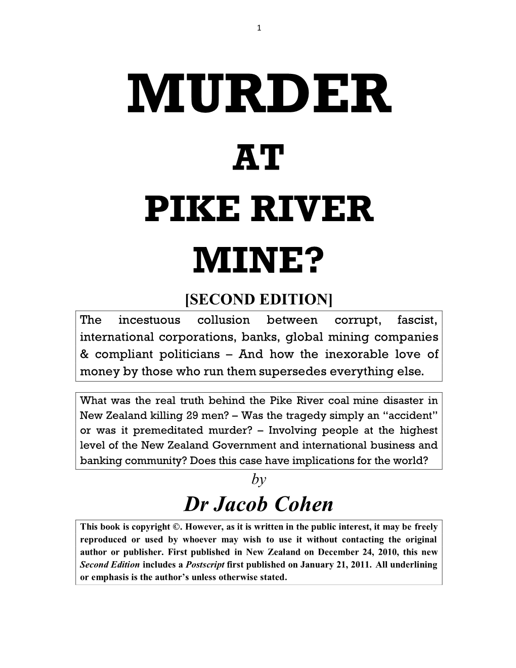 Murder at Pike River