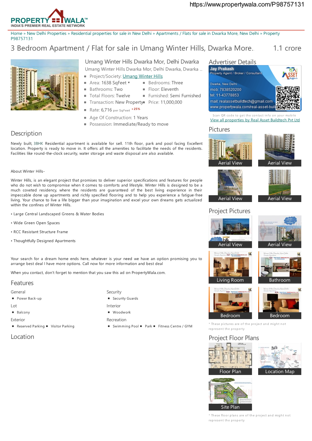 3 Bedroom Apartment / Flat for Sale in Umang