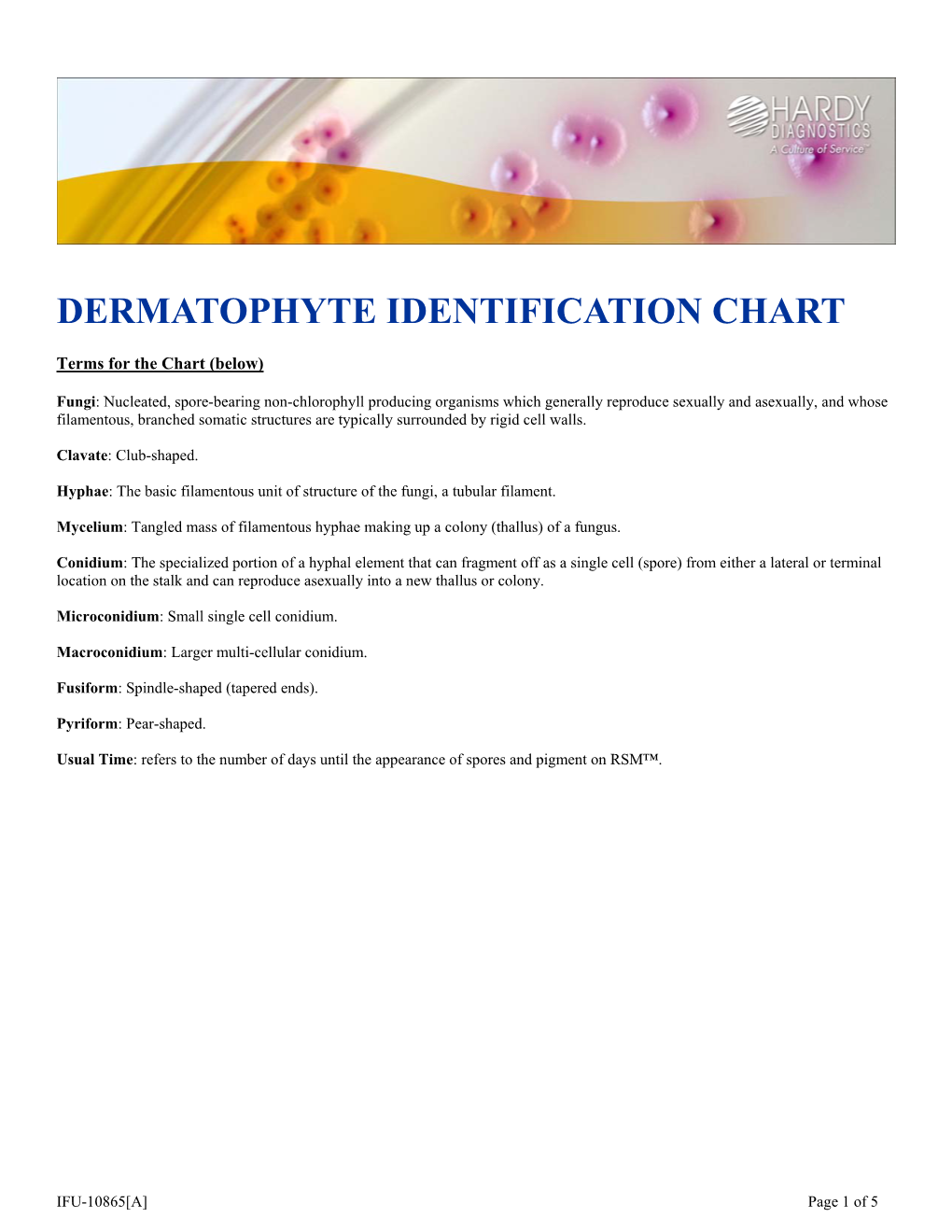 Dermatophyte Identification Chart