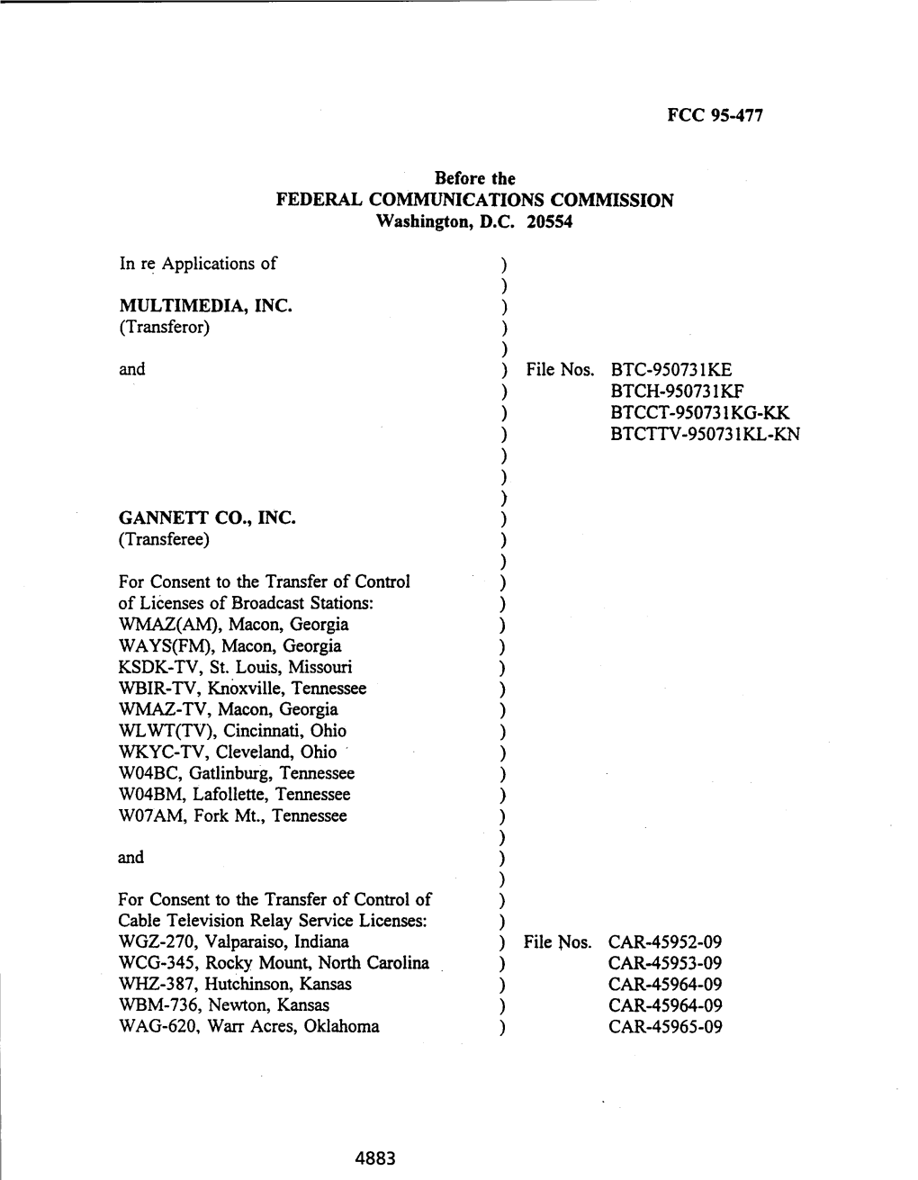 FCC 95-477 Before the FEDERAL COMMUNICATIONS COMMISSION