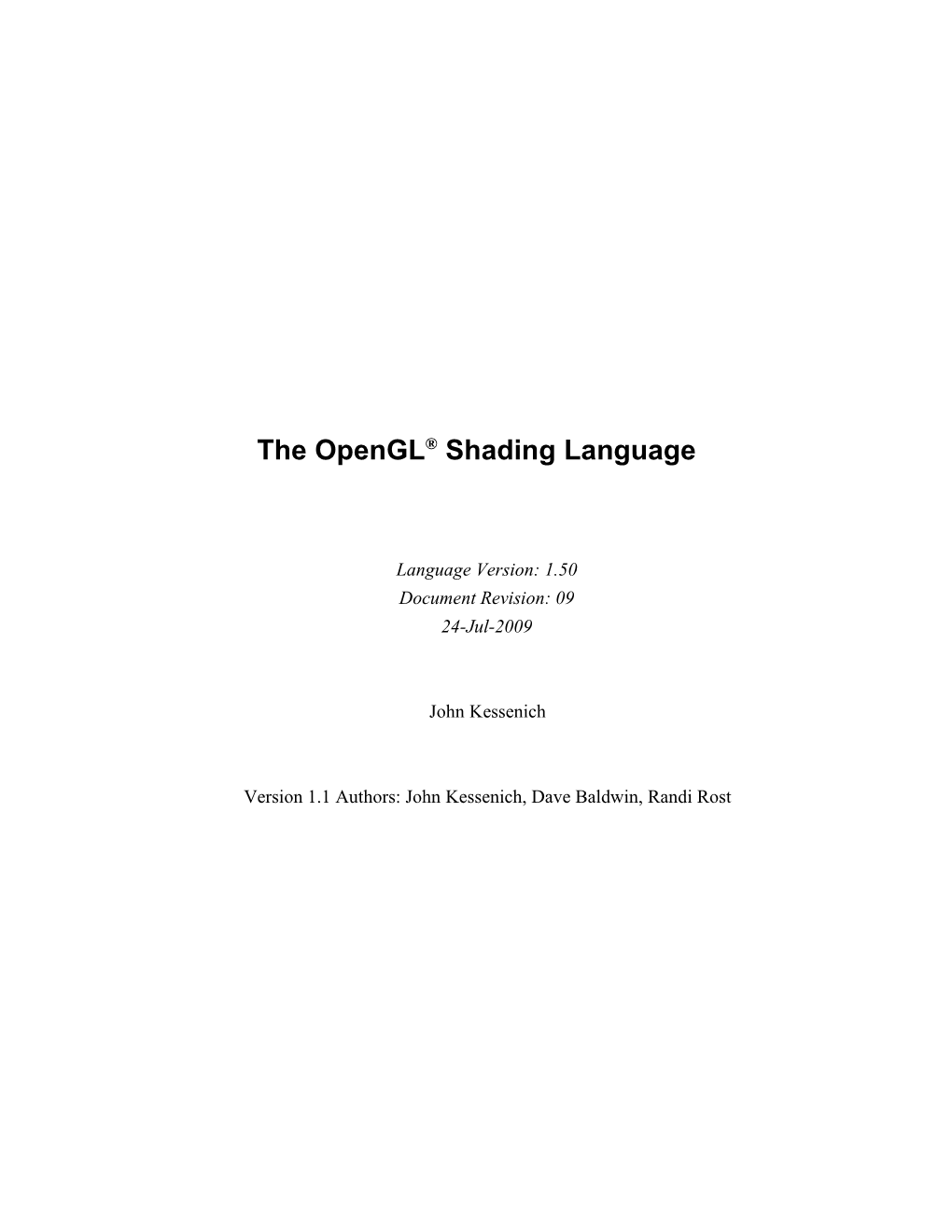 The Opengl Shading Language