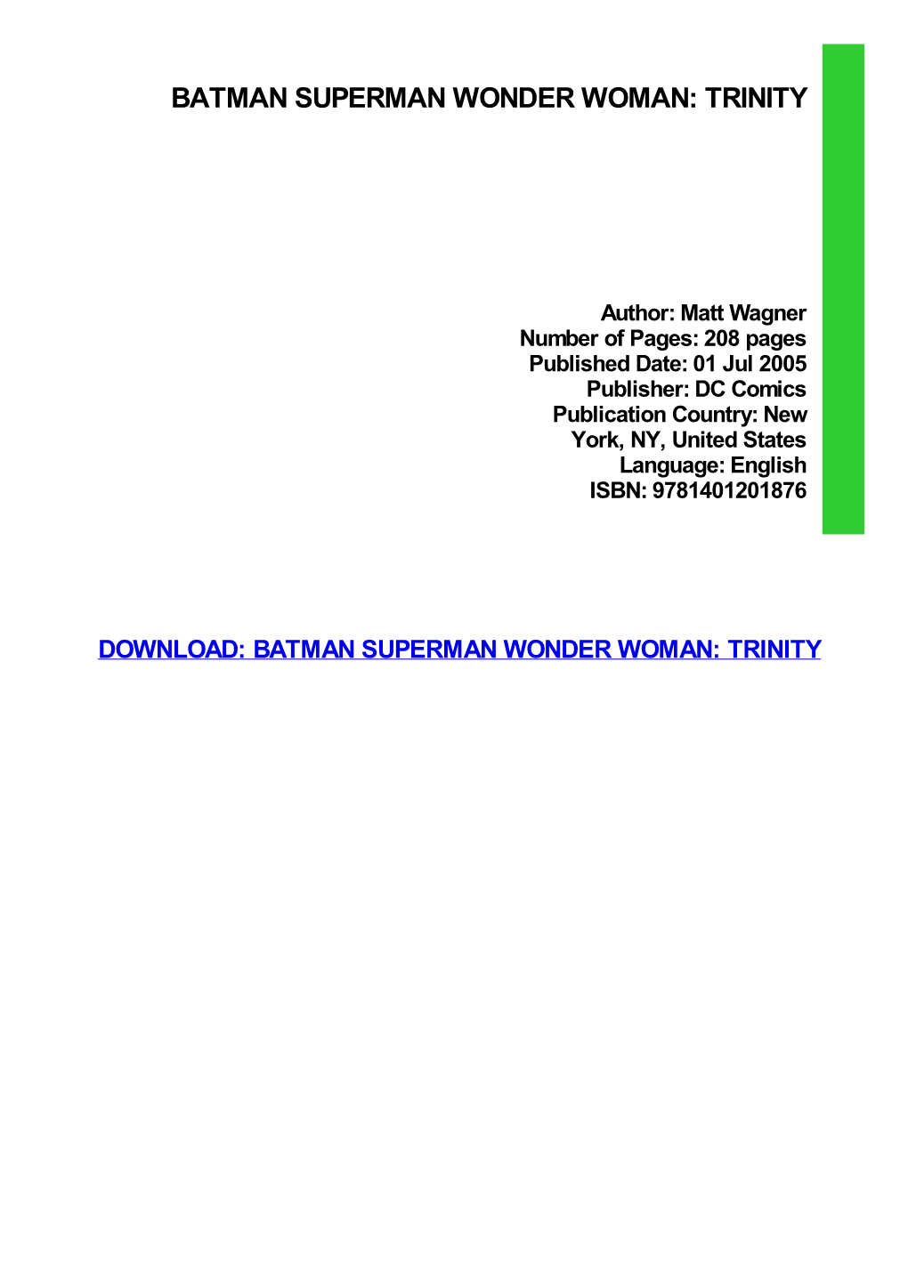 Read Book Batman Superman Wonder Woman: Trinity Pdf Free