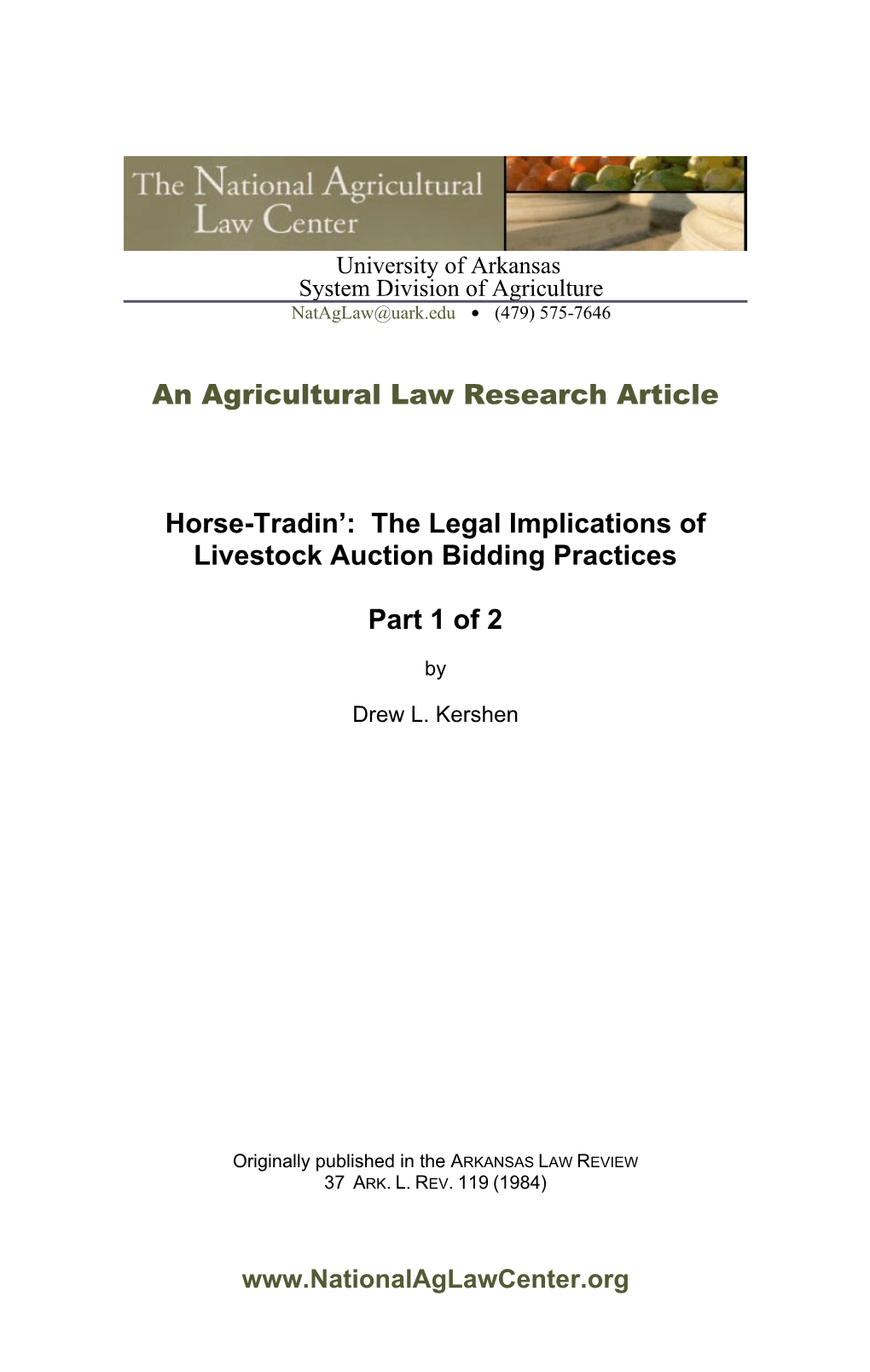 The Legal Implications of Livestock Auction Bidding Practices Part 1 of 2