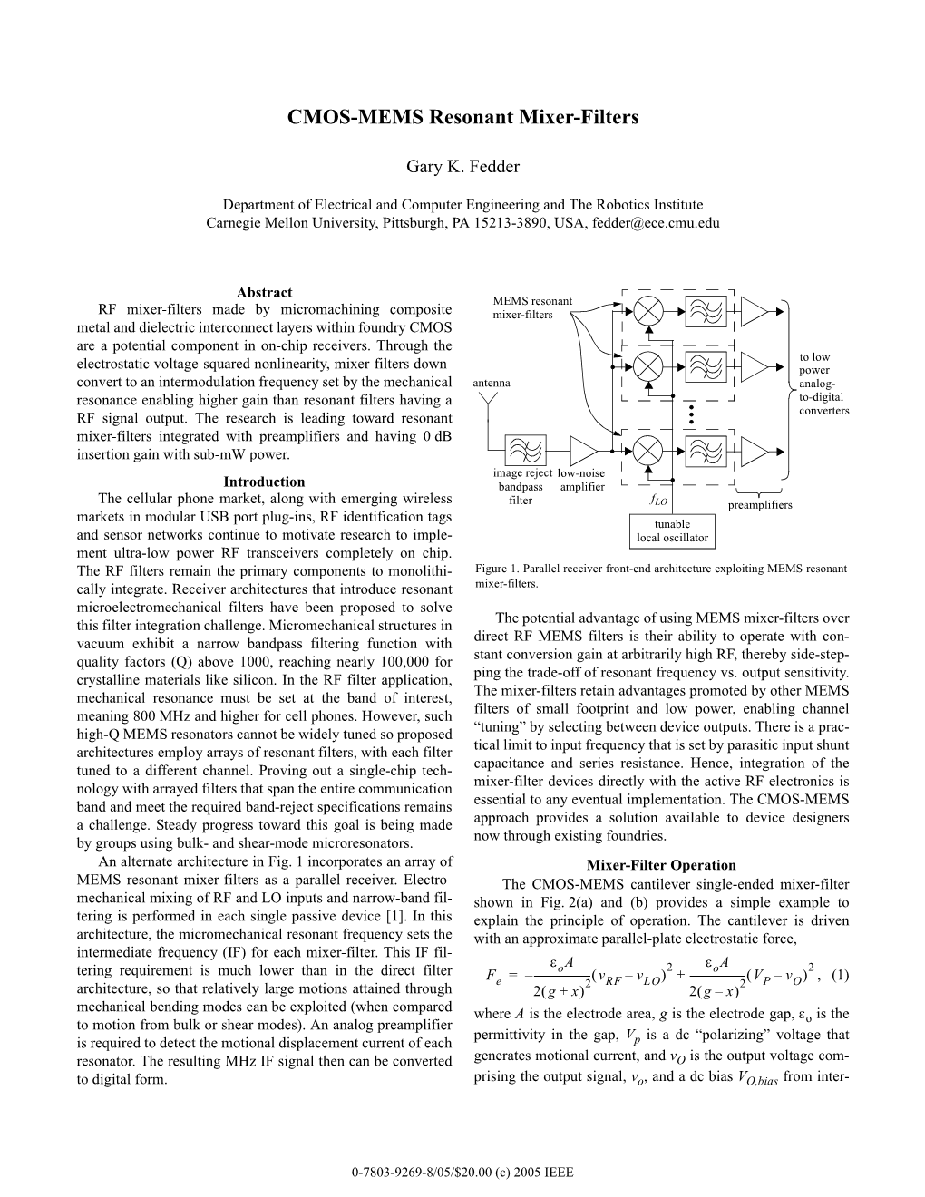 CMOS-MEMS Resonant Mixer-Filters