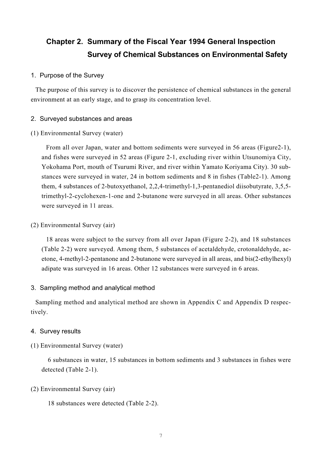 Chapter 2: Summary of the Fiscal Year 1994 General Inspection